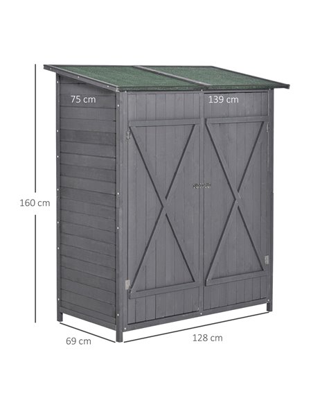 Outsunny Wooden Garden Storage Shed, 139 x 75 x 160 cm, Grey 845-353 - pic 39686 | FastDaddyshop