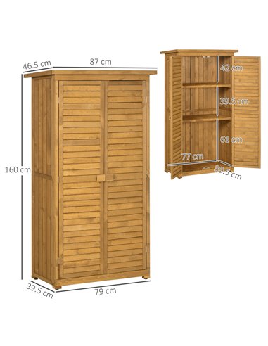 Outsunny Wooden Garden Storage Shed, Natural 845-247