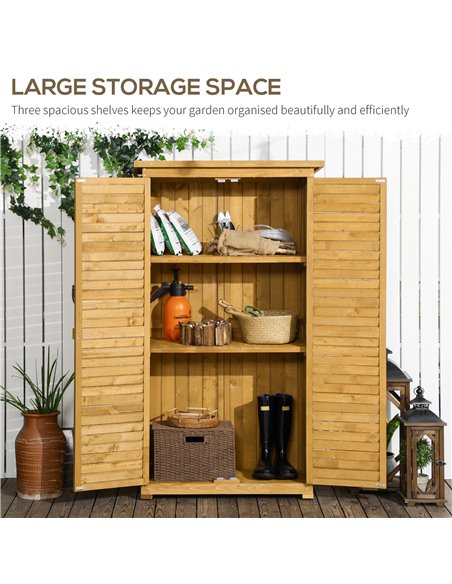 Outsunny Wooden Garden Storage Shed, Compact Utility Sentry Unit, 3-Tier Shelves Tool Cabinet Organizer with Asphalt Roof and Sh - pic 39699 | FastDaddyshop