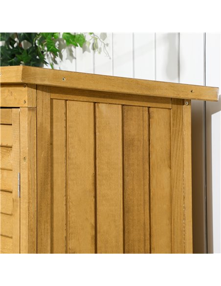 Outsunny Wooden Garden Storage Shed, Compact Utility Sentry Unit, 3-Tier Shelves Tool Cabinet Organizer with Asphalt Roof and Sh - pic 39700 | FastDaddyshop