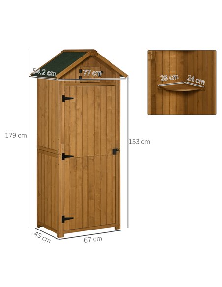 Outsunny Wooden Garden Storage Shed, 77 x 54.2 x 179 cm, Brown 845-209V01BN - pic 39704 | FastDaddyshop