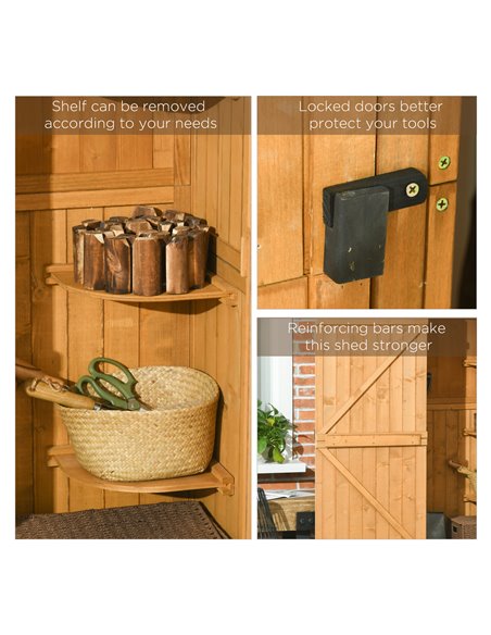 Outsunny Wooden Garden Storage Shed Vertical Tool Cabinet Organiser w/ Shelves, Lockable Door, 77 x 54.2 x 179 cm, Brown 845-209 - pic 39707 | FastDaddyshop