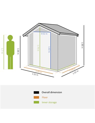 Outsunny 5ft x 4ft Garden Metal Storage Shed, Grey 845-291V01