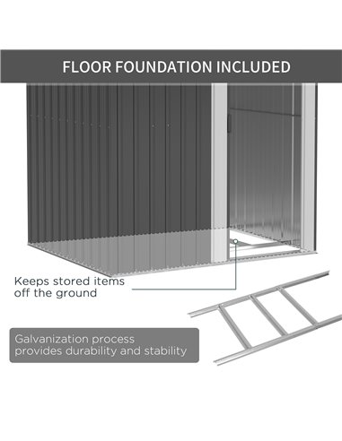 Outsunny 5ft x 4ft Garden Metal Storage Shed, Tool Storage Shed with Sliding Door, Sloped Roof and Floor Foundation for Garden, 
