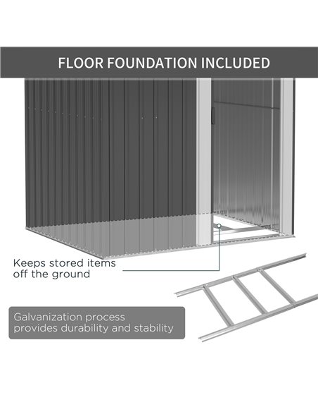 Outsunny 5ft x 4ft Garden Metal Storage Shed, Tool Storage Shed with Sliding Door, Sloped Roof and Floor Foundation for Garden,  - pic 39717 | FastDaddyshop