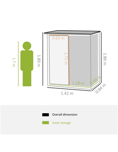 Outsunny 4.7ft x 2.8ft Garden Steel Storage Shed, Green 845-328V01GN