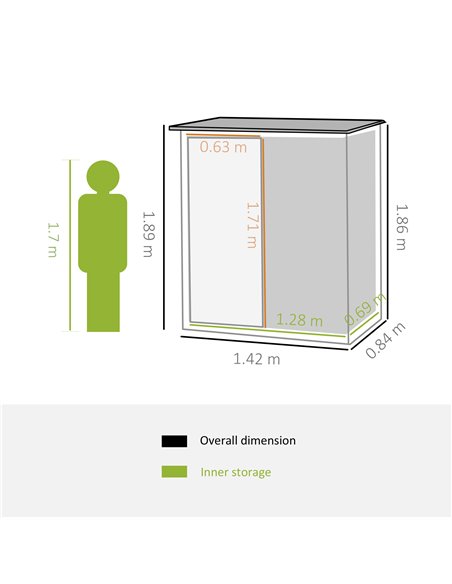 Outsunny 4.7ft x 2.8ft Garden Steel Storage Shed, Green 845-328V01GN - pic 39740 | FastDaddyshop