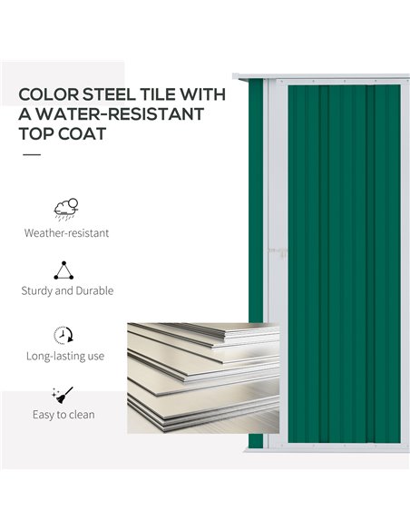 Outsunny 4.7ft x 2.8ft Garden Steel Storage Shed, Green 845-328V01GN - pic 39741 | FastDaddyshop