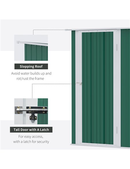Outsunny 4.7ft x 2.8ft Garden Shed Steel Storage Shed Outdoor Equipment Tool Sloped Roof Door w/ Latch Weather-Resistant Paint G - pic 39742 | FastDaddyshop