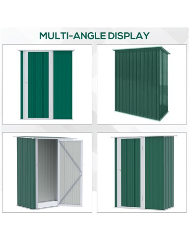 Outsunny 4.7ft x 2.8ft Garden Shed Steel Storage Shed Outdoor Equipment Tool Sloped Roof Door w/ Latch Weather-Resistant Paint G