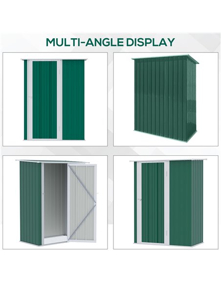 Outsunny 4.7ft x 2.8ft Garden Shed Steel Storage Shed Outdoor Equipment Tool Sloped Roof Door w/ Latch Weather-Resistant Paint G - pic 39743 | FastDaddyshop