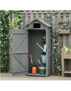 Outsunny Garden Shed Vertical Utility 3 Shelves Shed, 77 x 54.2 x 179cm, Grey 845-209V01 2