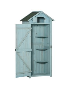 Outsunny Garden Vertical Utility 3 Shelves Shed, 77 x 54.2 x 179cm, Blue 845-209V01BU