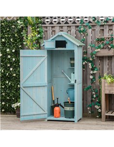 Outsunny Garden Vertical Utility 3 Shelves Shed, 77 x 54.2 x 179cm, Blue 845-209V01BU 2