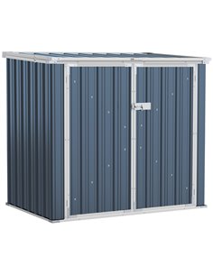 Outsunny 5ft x 3ft Garden 2-Bin Steel Storage Shed, Grey 845-682
