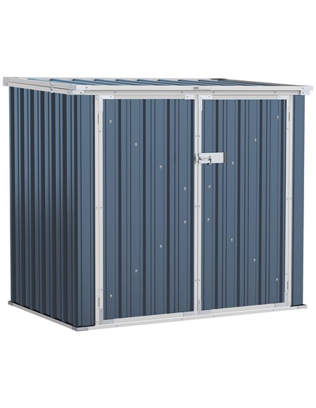Outsunny 5ft x 3ft Garden 2-Bin Steel Storage Shed, Grey 845-682 - pic 39765 | FastDaddyshop