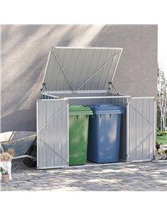 Outsunny 5ft x 3ft Garden 2-Bin Steel Storage Shed, Grey 845-682 2