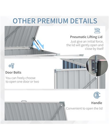 Outsunny 5ft x 3ft Garden 2-Bin Steel Storage Shed, Double Rubbish Storage Shed, Hide Dustbin w/ Locking Doors and Openable Lid 