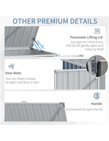Outsunny 5ft x 3ft Garden 2-Bin Steel Storage Shed, Double Rubbish Storage Shed, Hide Dustbin w/ Locking Doors and Openable Lid  - pic 39770 | FastDaddyshop