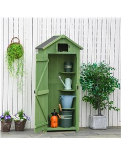 Outsunny Garden Vertical Utility 3 Shelves Shed, Dark Green 845-209V01GN 2