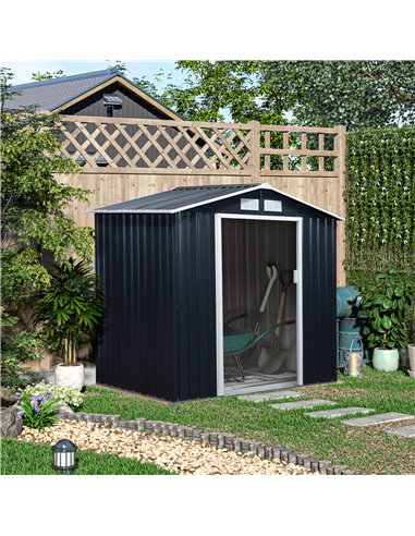 Outsunny 7ft x 4ft Lockable Garden Shed, Dark Grey 845-030CG