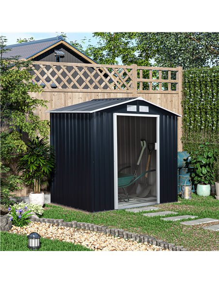 Outsunny 7ft x 4ft Lockable Garden Shed, Dark Grey 845-030CG - pic 39793 | FastDaddyshop
