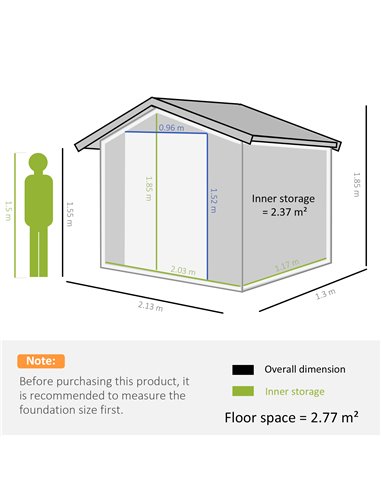 Outsunny 7ft x 4ft Lockable Garden Shed, Dark Grey 845-030CG