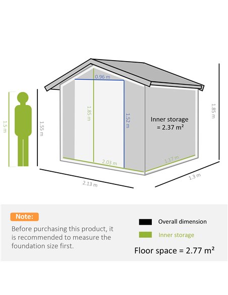 Outsunny 7ft x 4ft Lockable Garden Shed, Dark Grey 845-030CG - pic 39794 | FastDaddyshop