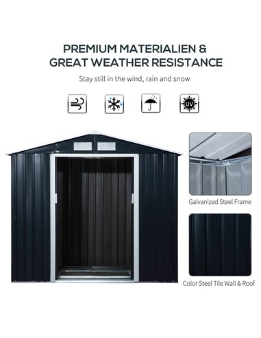 Outsunny 7ft x 4ft Lockable Garden Shed, Dark Grey 845-030CG