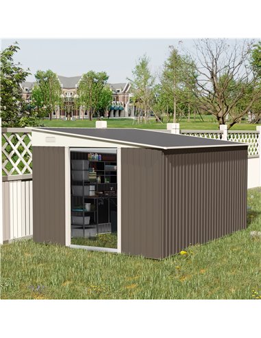 Outsunny 11 x 9 ft Metal Garden Storage Shed, Grey 845-529GY