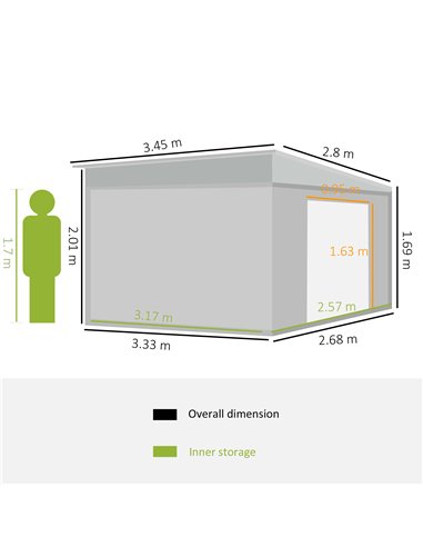 Outsunny 11 x 9 ft Metal Garden Storage Shed, Grey 845-529GY