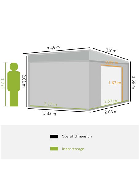 Outsunny 11 x 9 ft Metal Garden Storage Shed, Grey 845-529GY - pic 39803 | FastDaddyshop