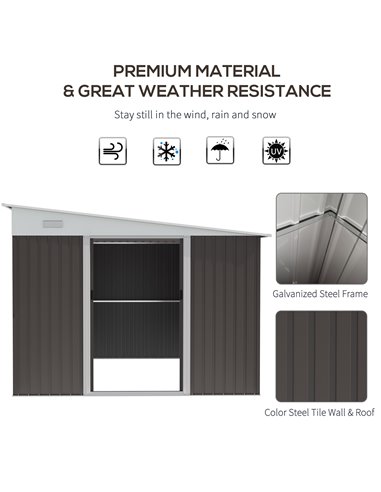 Outsunny 11 x 9 ft Metal Garden Storage Shed, Grey 845-529GY
