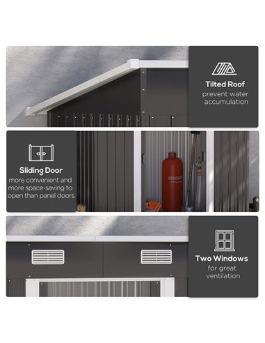 Outsunny 6.8 x 4.3ft Outdoor Garden Storage Shed, Tool Storage Box for Backyard, Patio and Lawn, Black 845-496
