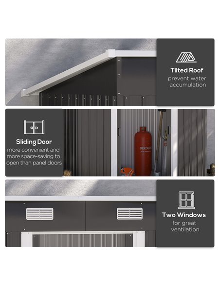 Outsunny 6.8 x 4.3ft Outdoor Garden Storage Shed, Tool Storage Box for Backyard, Patio and Lawn, Black 845-496 - pic 39824 | FastDaddyshop