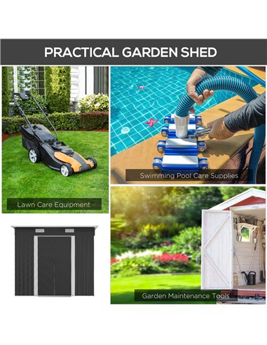 Outsunny 6.8 x 4.3ft Outdoor Garden Storage Shed, Tool Storage Box for Backyard, Patio and Lawn, Black 845-496