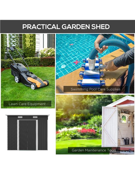 Outsunny 6.8 x 4.3ft Outdoor Garden Storage Shed, Tool Storage Box for Backyard, Patio and Lawn, Black 845-496 - pic 39825 | FastDaddyshop