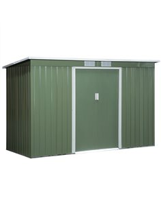 Outsunny 9 x 4.5 ft Pent Roof Metal Garden Storage Shed, Light Green 845-032GN