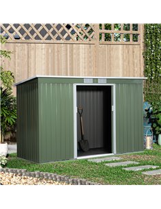 Outsunny 9 x 4.5 ft Pent Roof Metal Garden Storage Shed, Light Green 845-032GN 2