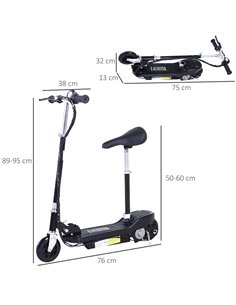 HOMCOM Outdoor Ride On Powered Scooter for kids Sporting Toy 120W Motor Bike 2 x 12V Battery - Black 2