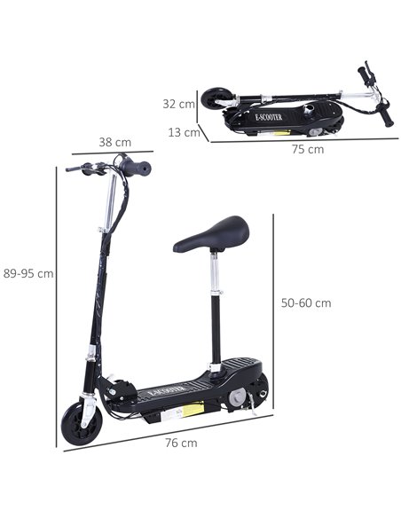 HOMCOM Outdoor Ride On Powered Scooter for kids Sporting Toy 120W Motor Bike 2 x 12V Battery - Black - pic 3983 | FastDaddyshop