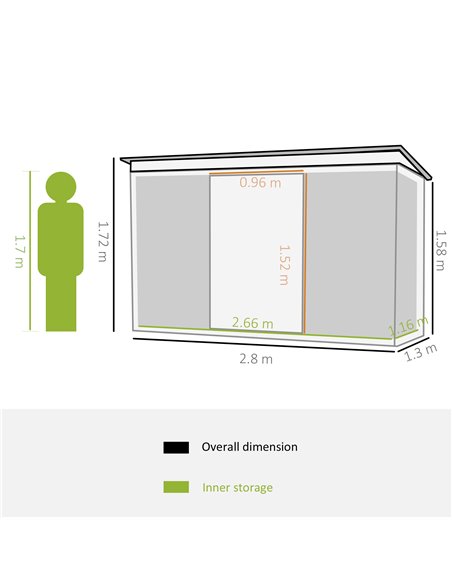 Outsunny 9 x 4.5 ft Pent Roof Metal Garden Storage Shed, Light Green 845-032GN - pic 39830 | FastDaddyshop
