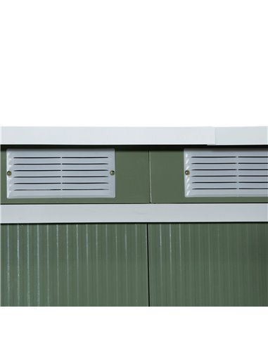 Outsunny 9 x 4.5 ft Pent Roof Metal Garden Storage Shed Corrugated Steel Tool Box with Foundation Ventilation & Doors, Light Gre