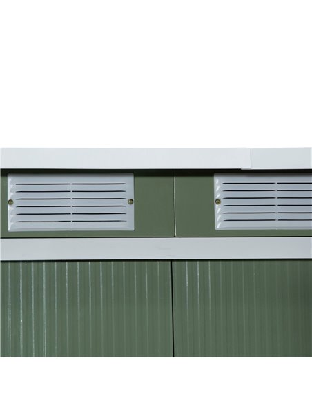 Outsunny 9 x 4.5 ft Pent Roof Metal Garden Storage Shed Corrugated Steel Tool Box with Foundation Ventilation & Doors, Light Gre - pic 39835 | FastDaddyshop