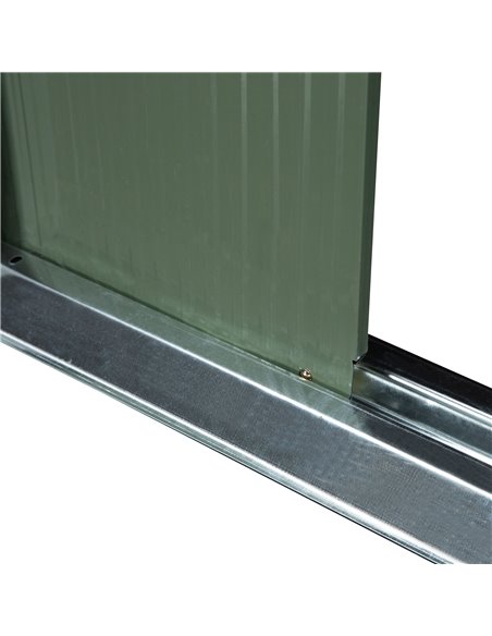 Outsunny 9 x 4.5 ft Pent Roof Metal Garden Storage Shed Corrugated Steel Tool Box with Foundation Ventilation & Doors, Light Gre - pic 39836 | FastDaddyshop