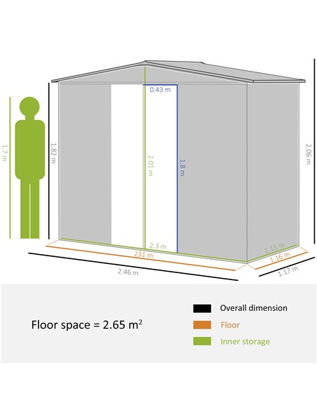 Outsunny 8 x 4 ft Metal Garden Storage Shed, Green 845-681 - pic 39839 | FastDaddyshop