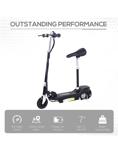 HOMCOM Outdoor Ride On Powered Scooter for kids Sporting Toy 120W Motor Bike 2 x 12V Battery - Black