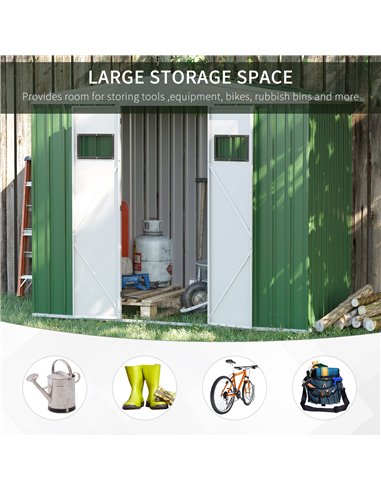 Outsunny 8 x 4 ft Metal Garden Storage Shed Apex Store with Lockable Door, Steel Tool Storage Box for Backyard, Patio and Lawn, 