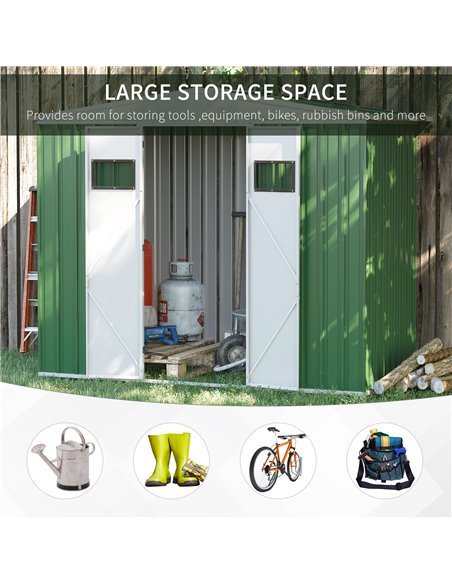 Outsunny 8 x 4 ft Metal Garden Storage Shed Apex Store with Lockable Door, Steel Tool Storage Box for Backyard, Patio and Lawn,  - pic 39840 | FastDaddyshop