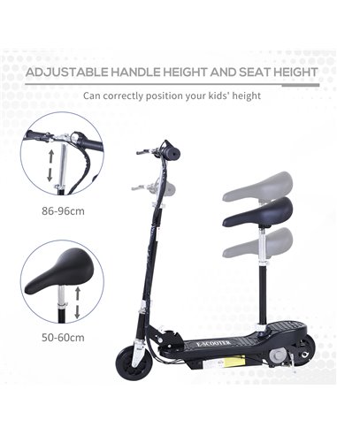 HOMCOM Outdoor Ride On Powered Scooter for kids Sporting Toy 120W Motor Bike 2 x 12V Battery - Black